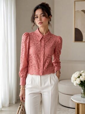 L'AGENCE Dusty Rose Lace Top